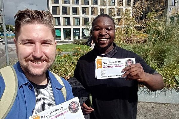 Salford Liberal Democrats out leafletting in Salford Quays